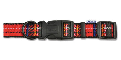 Fashion Nylon Adjustable Collar Tartan Red 45-70cm