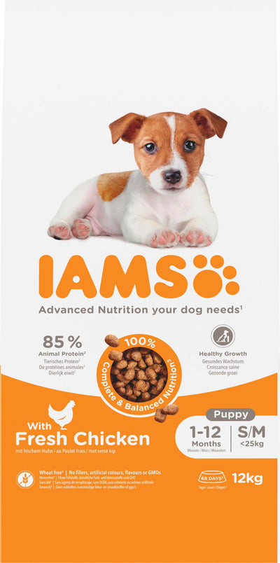 Iams Vitality Pup Sml & Medium Dog With Fresh Chicken 12kg
