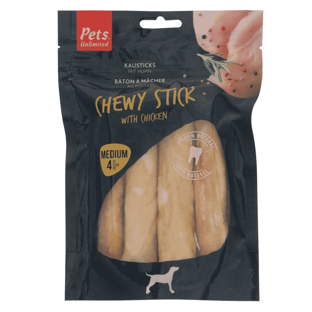 Pets Unlimited Chewy Stick With Chicken Medium 4pc