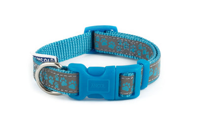 Fashion Nylon Adjustable Collar Blue Paw 20-30cm Sz1-2