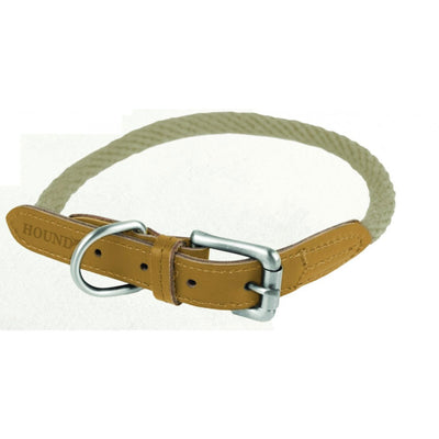 Hound Real Leather Braided Dog Collar Medium 33-41cm