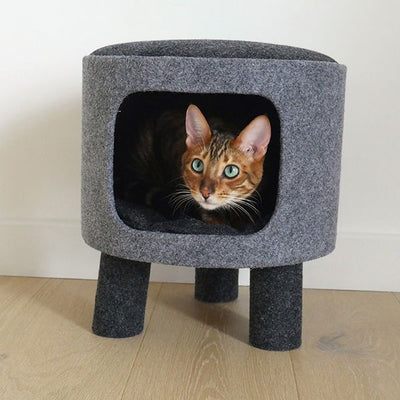 Catwalk Charcoal Felt Cat Stool 36x34x34cm