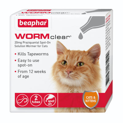 Beaphar Wormclear Spot On Wormer For Cats 2 Pipette