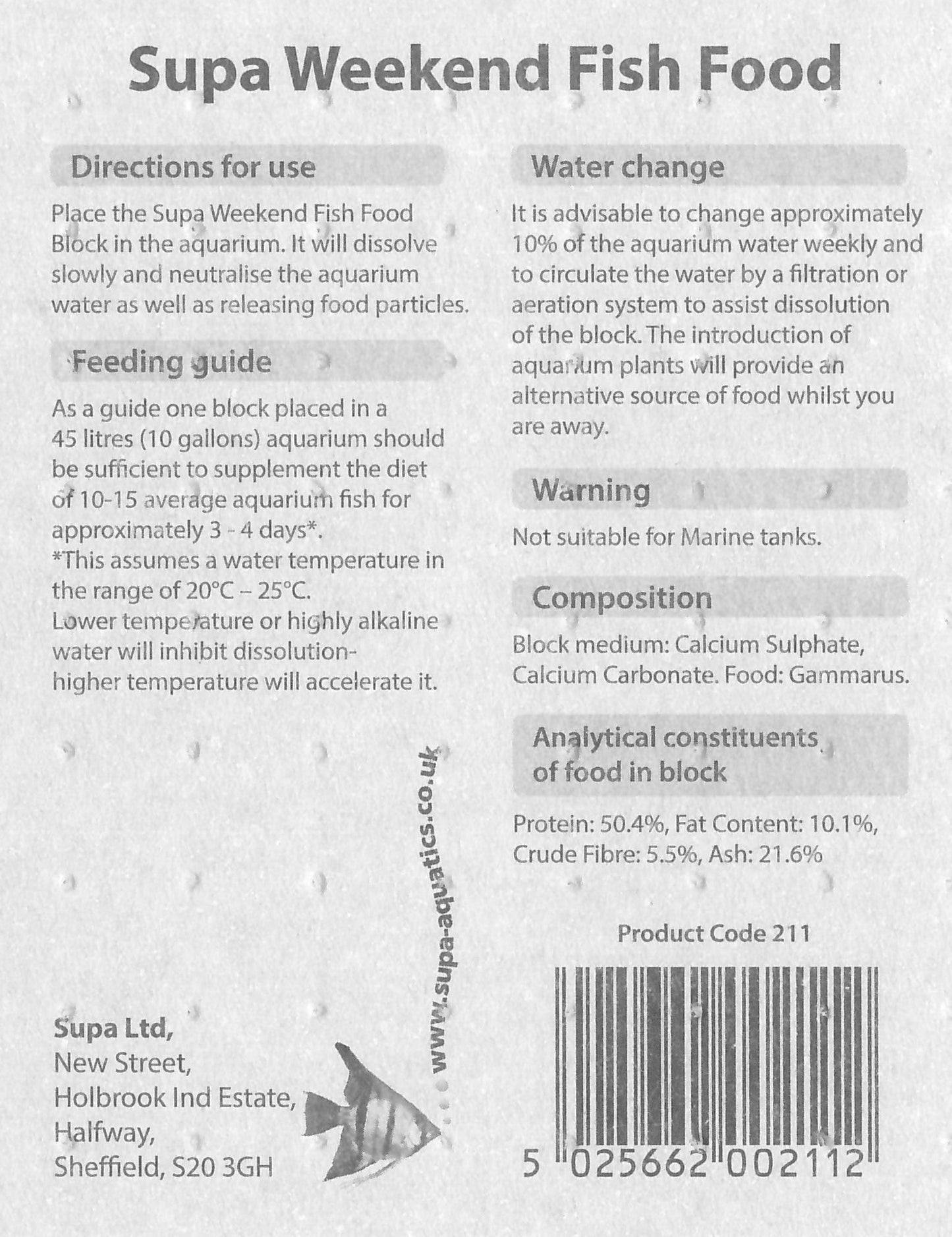 Supa Aquarium Weekend Fish Food 4x6g