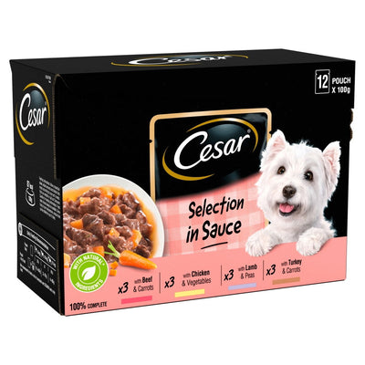 CESAR Deliciously Fresh Dog Food Pouch Mixed Selection in Sauce 12 x 100g