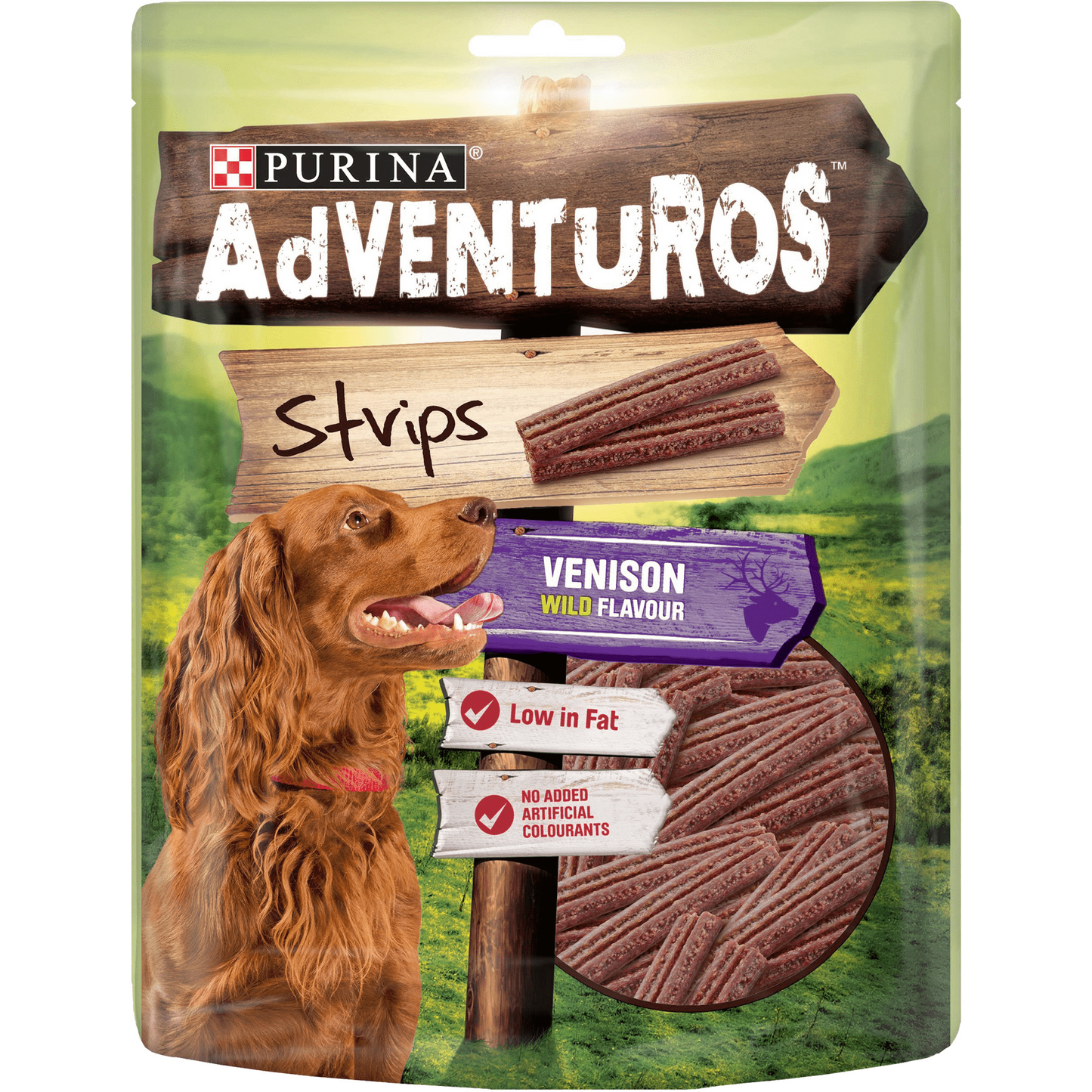 Adventuros Strips Dog Treat Venison Flavour 90g