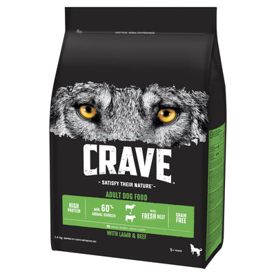 Crave Natural Grain Free Adult Complete Dry Dog Food Lamb & Beef 2.8kg