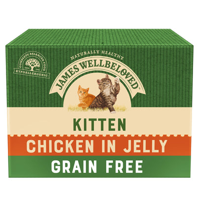 James Wellbeloved Grain Free Kitten Cat Wet Food Pouch Chicken in Jelly 12x85g