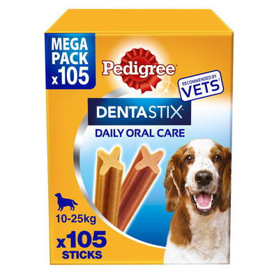 PEDIGREE DENTASTIX Daily Adult Medium Dog Treats 105 x Dental Sticks 2.7kg