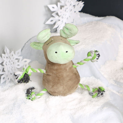 Pet Brands Starry Nights Plush Moose With Rope Legs