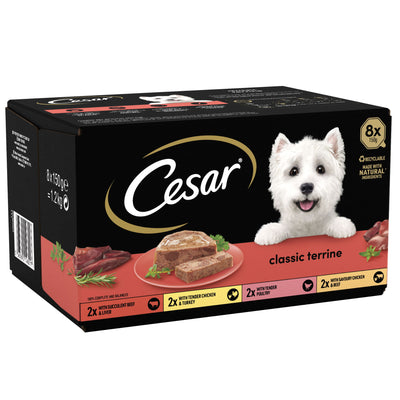 CESAR Classics Terrine Dog Food Trays Mixed in Loaf 8 x 150g