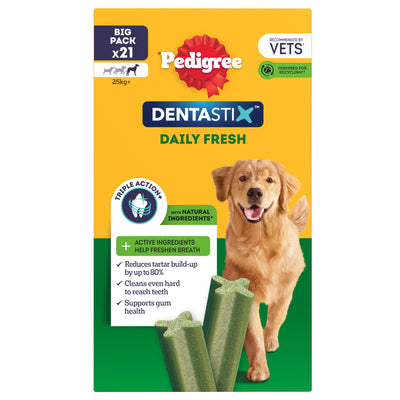 PEDIGREE DENTASTIX Fresh Daily Dental Chews Large Dog Treat 21 Sticks