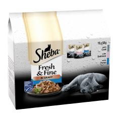 SHEBA Fresh & Fine Wet Cat Food Pouch Fish in Gravy 15 x 50g
