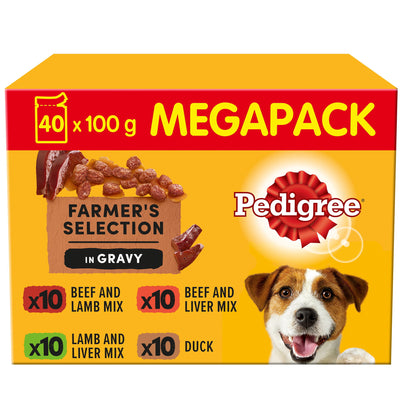 PEDIGREE Adult Wet Dog Food Pouch Farmers Selection in Gravy 40 x 100g