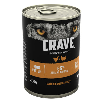 Crave Adult Wet Dog Food Can with Chicken & Turkey in Loaf 400g