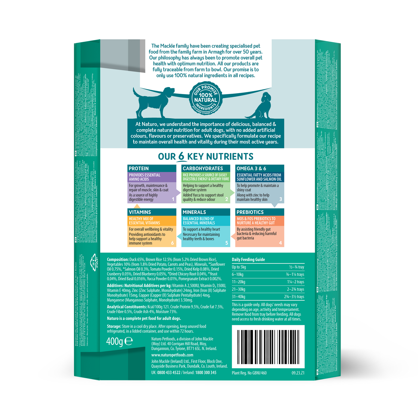 Naturo Adult Duck & Rice With Veg Tray 400g