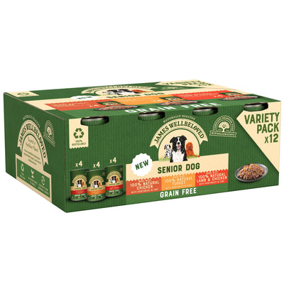 James Wellbeloved Grain Free Senior Wet Dog Food Turkey Lamb & Chicken 12 x 400g Tin