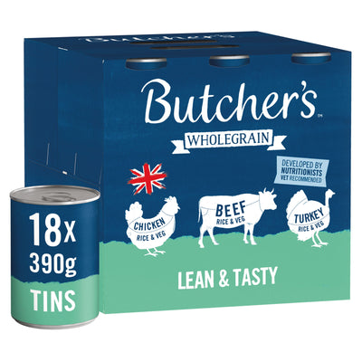 Butcher's Lean & Tasty Low Fat Dog Food Cans 18x390g