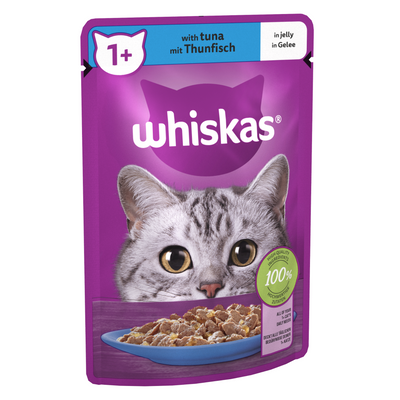 WHISKAS 1+ Adult Wet Cat Food Pouch in Jelly with Tuna 85g
