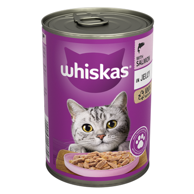 WHISKAS Adult Wet Cat Food Salmon in Jelly Tin 400g