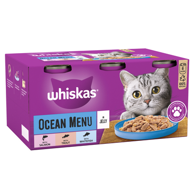 WHISKAS Ocean Menu Adult Wet Cat Food in Jelly Tin 6x400g