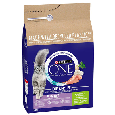 Purina One Sensitive Dry Cat Food With Turkey & Rice 2.8kg