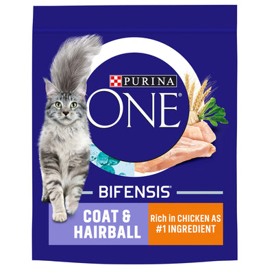 Purina One Coat & Hairball Adult Dry Cat Food Chicken 750g