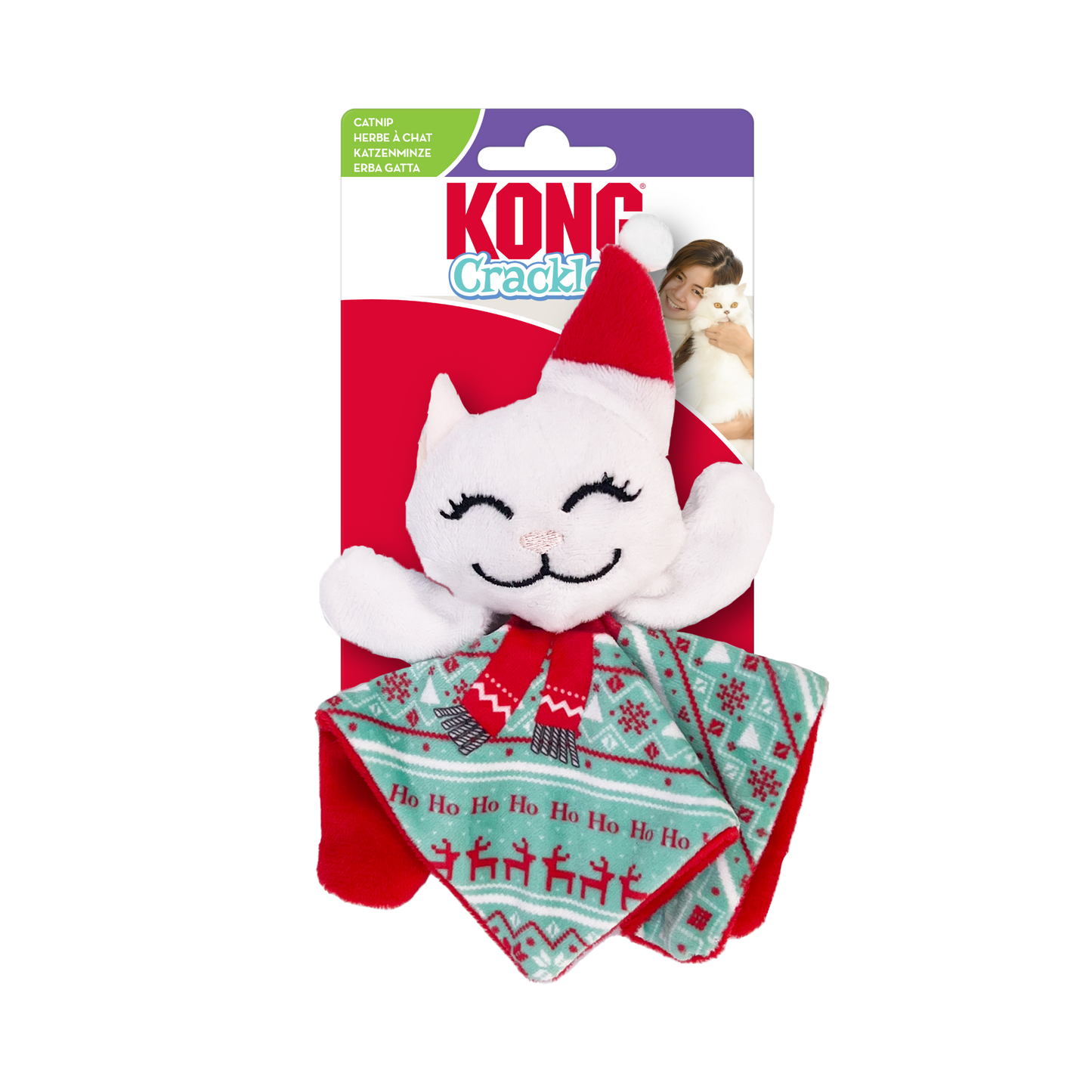 KONG Holiday Crackles Santa Kitty