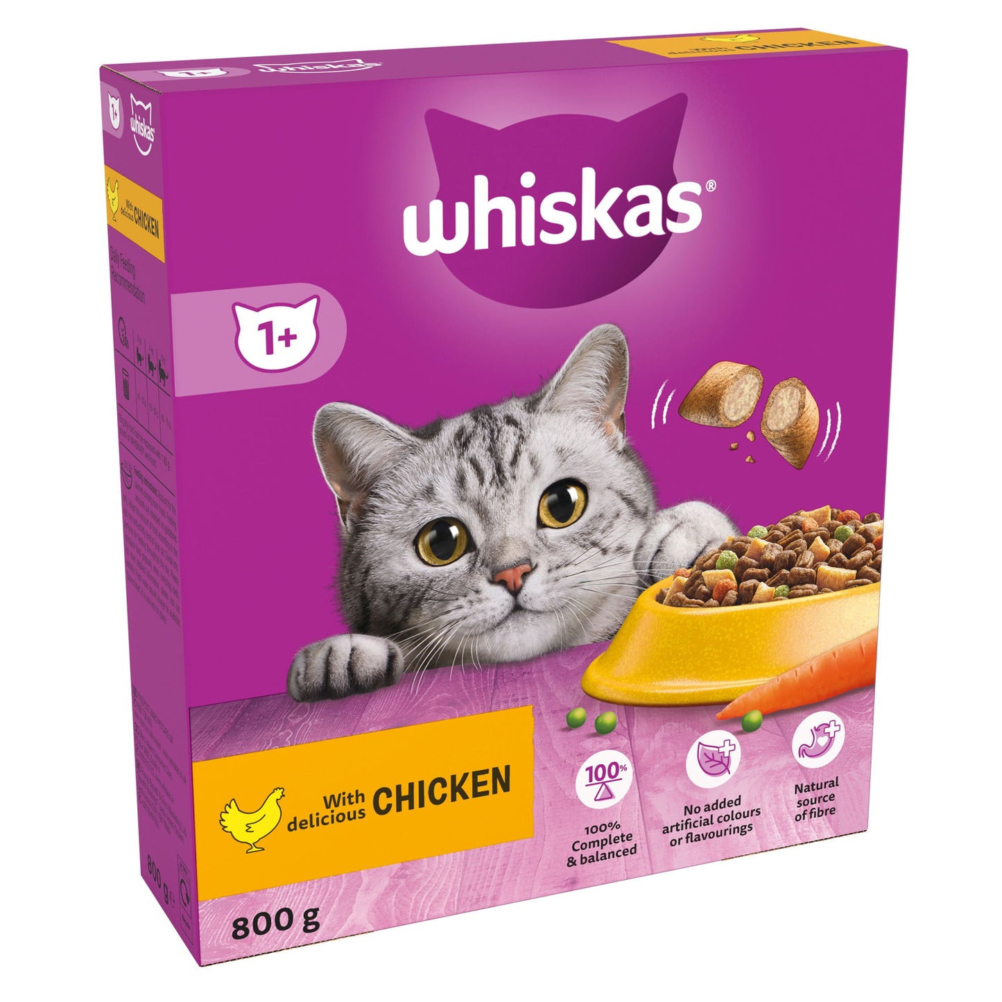 WHISKAS 1+ Chicken Adult Dry Cat Food 800g