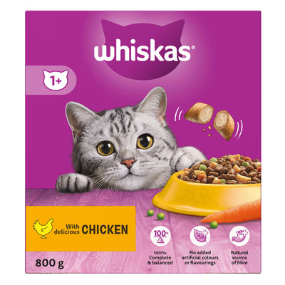 WHISKAS 1+ Chicken Adult Dry Cat Food 800g