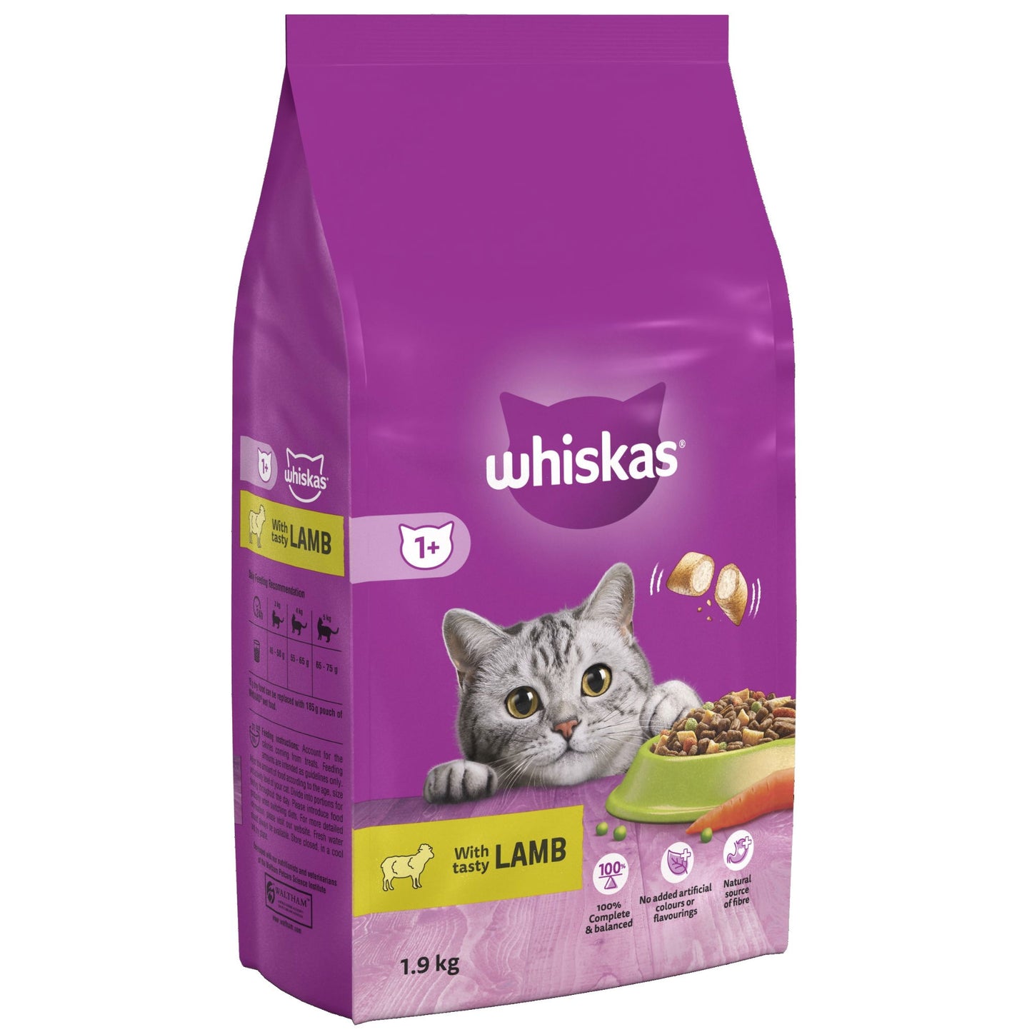 WHISKAS 1+ Lamb Adult Dry Cat Food 1.9kg
