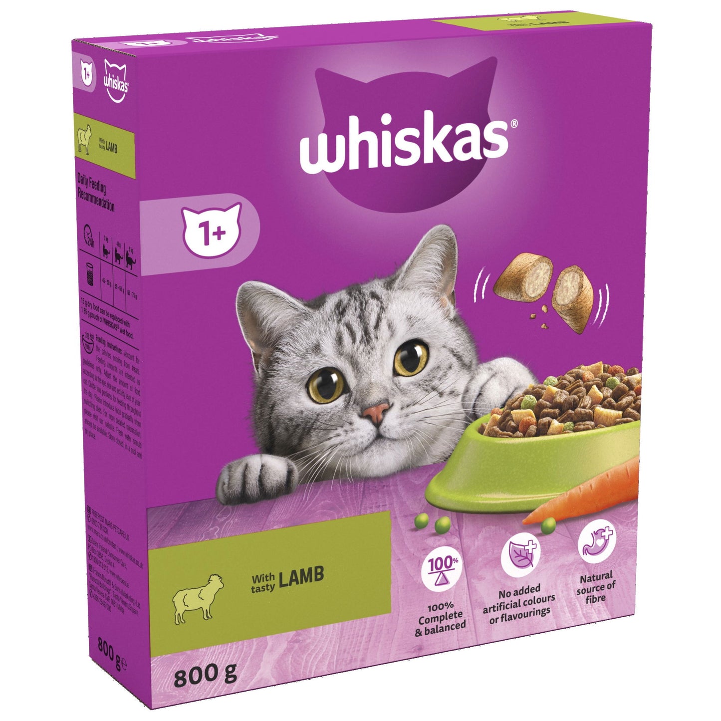 WHISKAS 1+ Lamb Adult Dry Cat Food 800g