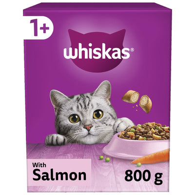 WHISKAS 1+ Salmon Adult Dry Cat Food 800g