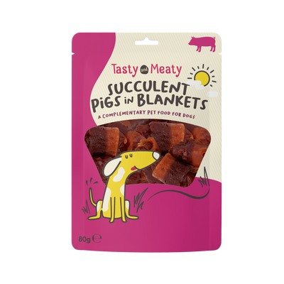 Tasty & Meaty Succulent Pigs In Blankets Dog Treat 80g