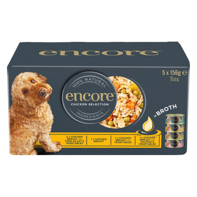 Encore Adult Wet Dog Food Chk Selection in Broth 5x156g