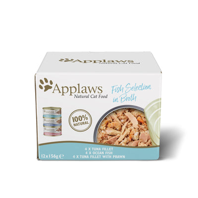 Applaws Adt Wet Cat Food Fish Selection in Broth 12x156g
