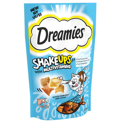 DREAMIES SHAKE UPS Multivitamins Seafood Celebration Cat&Kitten Treats 55g