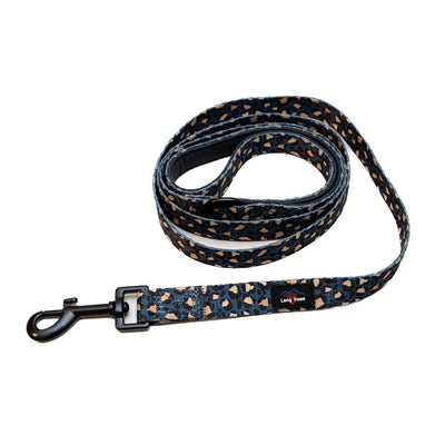 Long Paws - Funk the Dog Lead-Leopard Green & Gold  Medium