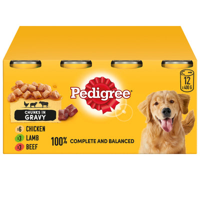PEDIGREE Adult Wet Dog Food Tins Mixed in Gravy 12 x 400g