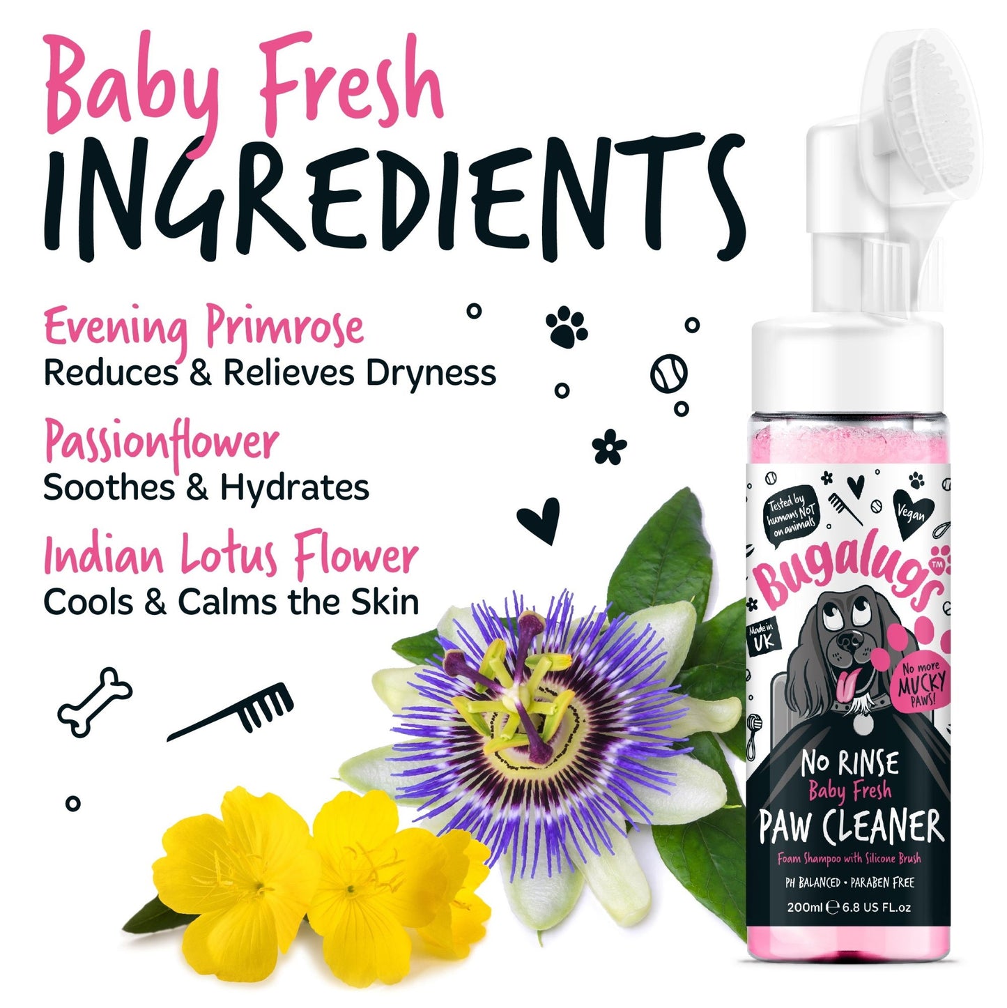 Bugalugs Paw Cleaner Foam Shampoo 200ml Baby Fresh