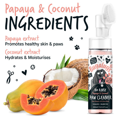 Bugalugs Paw Cleaner Foam Shampoo 200ml - Papaya & Coconut