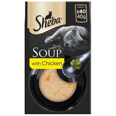 SHEBA Classics Soup Adult Wet Cat Food Pouch with Chicken Fillets 4 x 40g