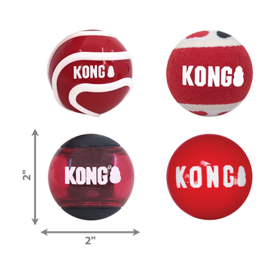 KONG Signature Balls 4-Pk Assorted Sm
