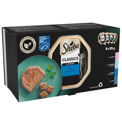 SHEBA Classics Adult Cat Food with Salmon in Terrine 8 x 85g Tray