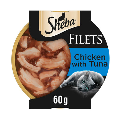 SHEBA Fillets Adult Cat Food with Chicken and Tuna in Gravy 60g Tray