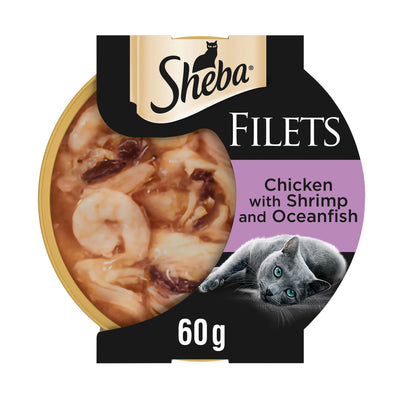 SHEBA Fillets Adult Cat Food with Chicken and Fish in Gravy 60g Tray