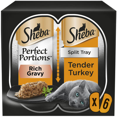 SHEBA Perfect Portions Adult Wet Cat Food Trays Turkey in Gravy 6 x 37.5g