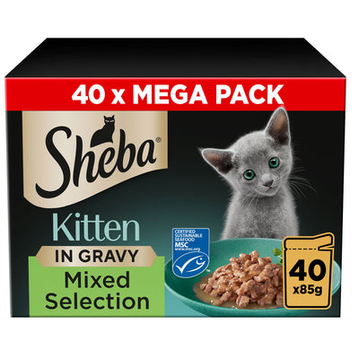 SHEBA Mixed Selection Kitten Wet Cat Food in Gravy 40 x 85g Pouch