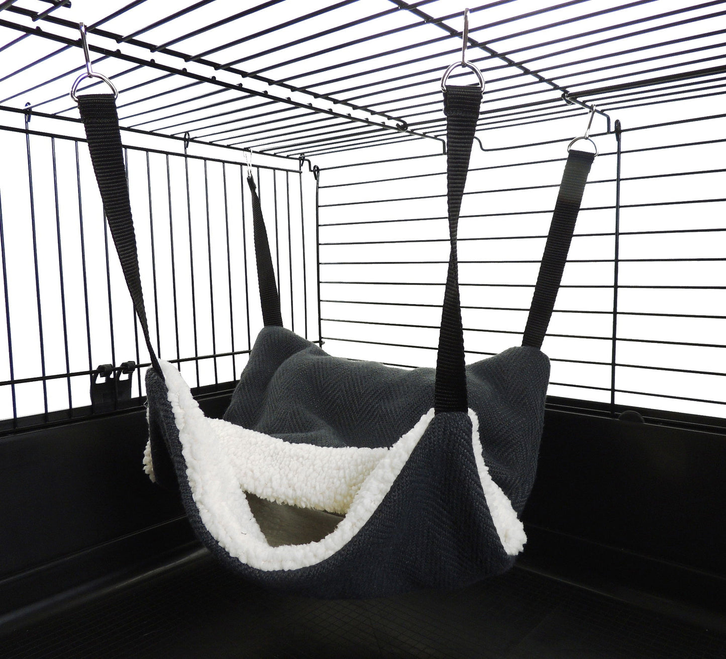 Classic Fluffy Lined Hammock With Pouch: Grey Weave