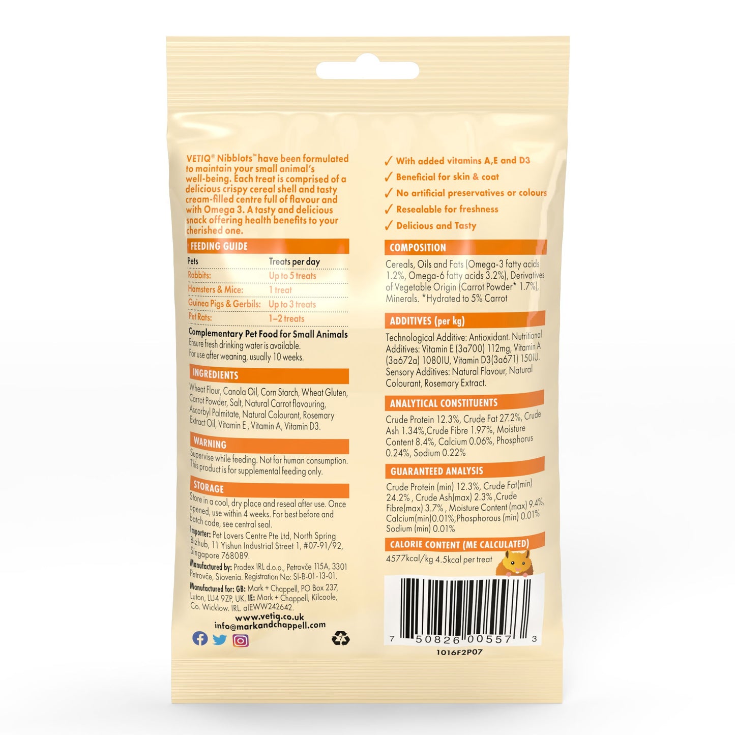 Nibblots For Small Animals Carrot 30g